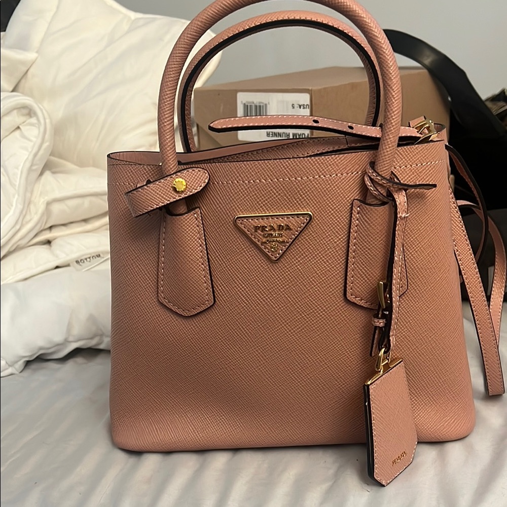 Prada Pink Saffiano Leather Satchel with Structured Silhouette